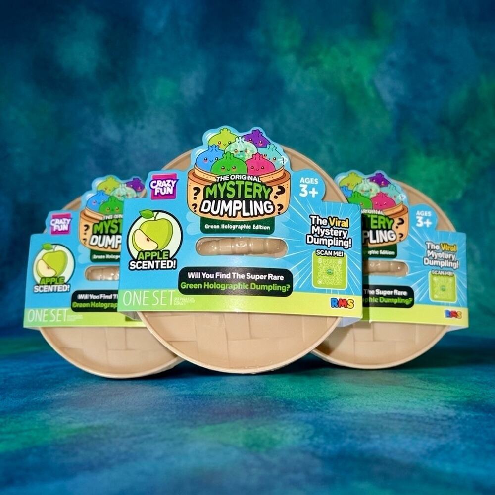 RMS Squishy Bun Original Mystery Glitter Dumpling Green Holographic Edition New